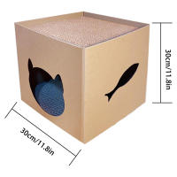 Casa De Gato Con Tablero De Rasguñar Casa Plegable Para Mascotas Con Almohadillas De Rasguñar Caja De Cartón Para Conejo Escondite Para Gato - details 0