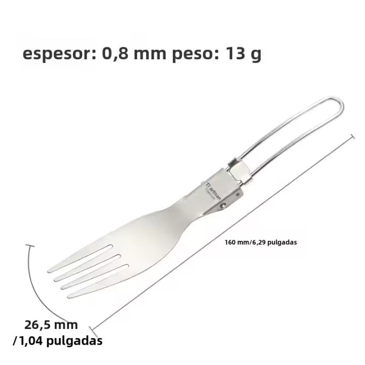 Tiartisan Cuchillo De Titanio Plegable Con Cuchara Y Fork Ligero Portátil Para Exteriores Camping Cutlería Antideslizante Para Viajes Y BBQ - 1