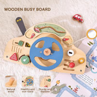 Juguete Educativo Montessori Volante De Coche De Madera Con Multifunciones Para Bebés Juego De Tablero Ocupado Regalo Para Niños Desarrollo Sensorial Tema De Transporte - details 0