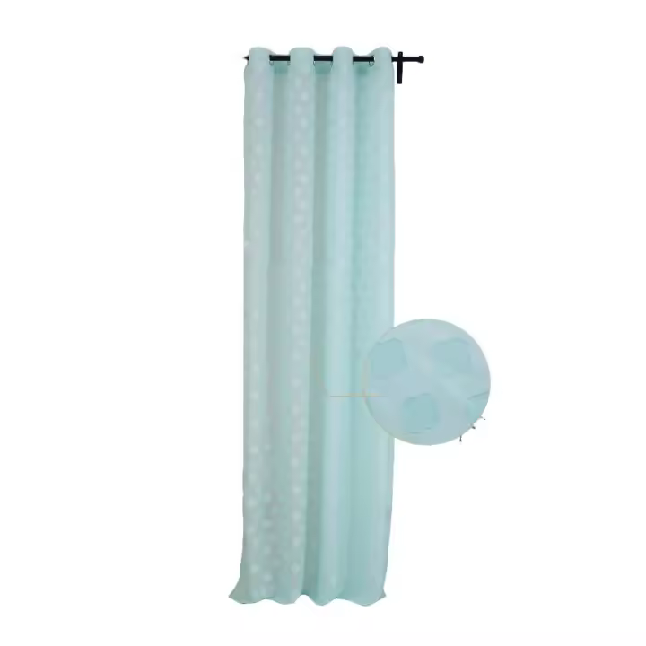 Cortina de tela semitranslúcido lino y poliéster con diseño de trebol de cuatro hojas.140x260cm,decoracion para hogar. - 1