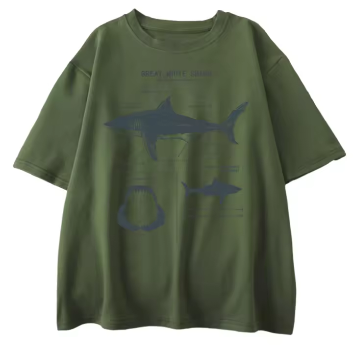 Camiseta De Tiburón Blanco Grande Para Hombre Estilo Hip Hop Punk Casual Manga Corta Verano Prenda Deportiva Teekossc - 1