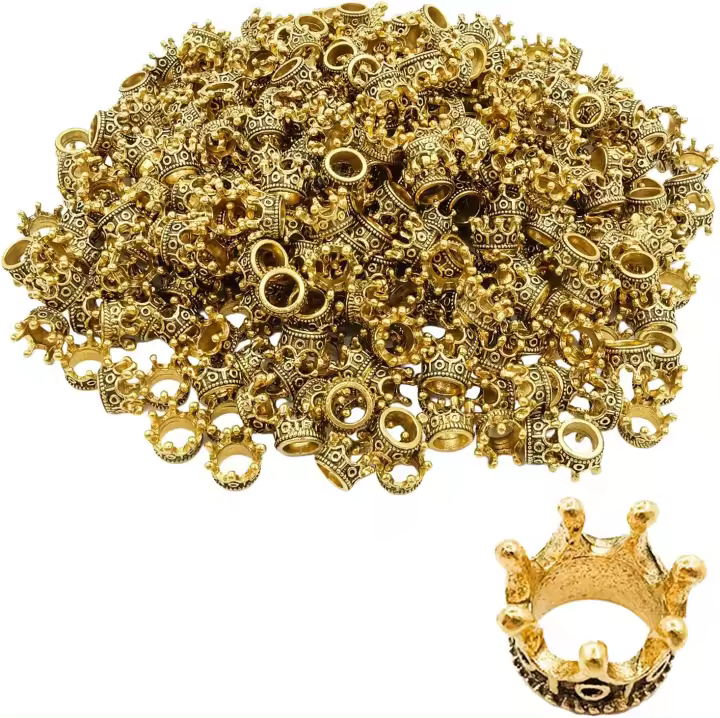 150 Piezas Mini Coronas Doradas para Decoracion, Mini Coronas Manualidades, Mini Corona Dorada Aleación, para Bisutería,Fabricación Accesorios (Dorado with Negro) - 1