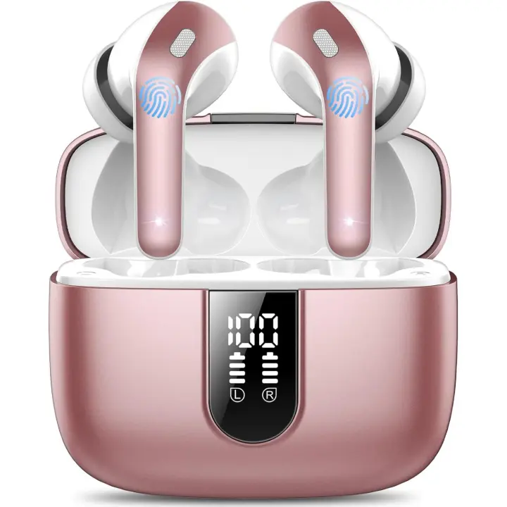 Auriculares Bluetooth, Auriculares Bluetooth 5,3, 4 Mic con Reducción de Ruido ENC, 50H con Graves, Cascos Inalambricos Bluetooth IP7 Impermeable, Carga rápida USB-C, Ajuste Cómodo - 1