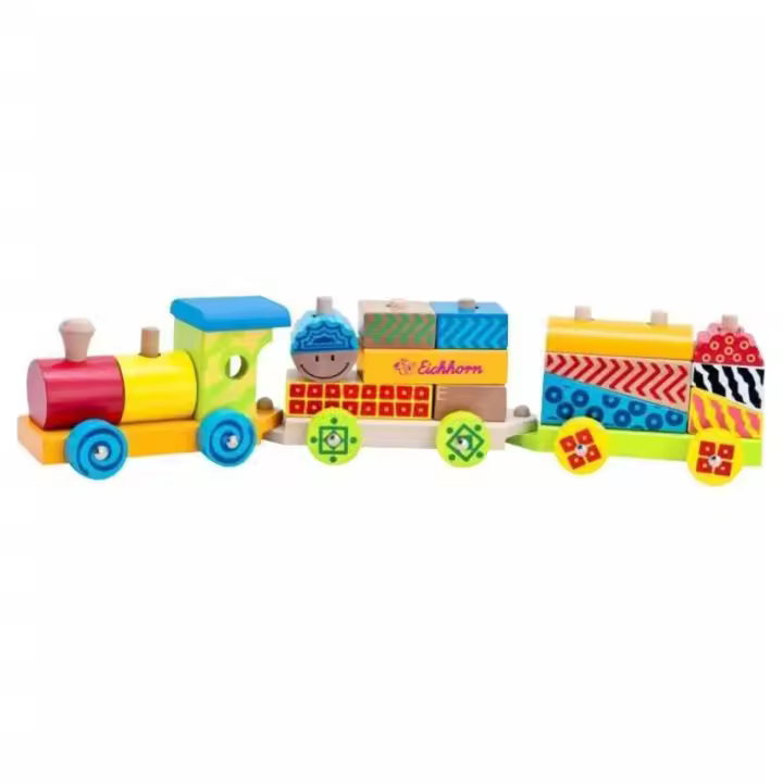 Tren Arrastre de Madera grande Colores Arquitectura Infantil Eichhorn - 1