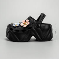 Sandalias De Tacón Alto En Imitación De Cuero Con Patrón De Flores Rosa Y Morada Moda Nueva X8809 Para Mujer Casual - details 8