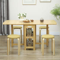 HOMCOM Juego de 4 Taburetes Apilables Redondos Taburetes Bajo de Cocina con Asiento Acolchado para Comedor Dormitorio Oficina Salón - details 3