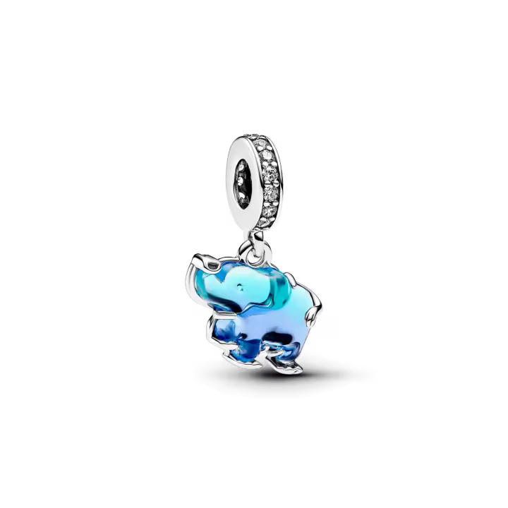 Charm Pandora Colgante Cristal Murano Azul Elefante 793339C01 - 1