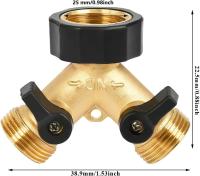 Distribuidor en Y, 3/4 grifo de lavadora doble de latón de alta resistencia, adaptador de conector de manguera con válvula de cierre para fontanería, grifo de lavadora doble, jardín - details 1
