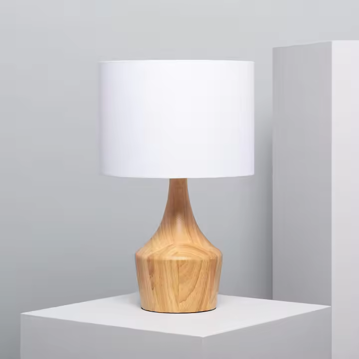LEDKIA LIGHTING - Lámpara de Mesa de Madera Dabai | Diseño Nórdico Retro | Soporte Bombilla E27 40W | Para Salón, Dormitorio, Restaurante | 450 mm x 280 mm, Natural, Madera - 1