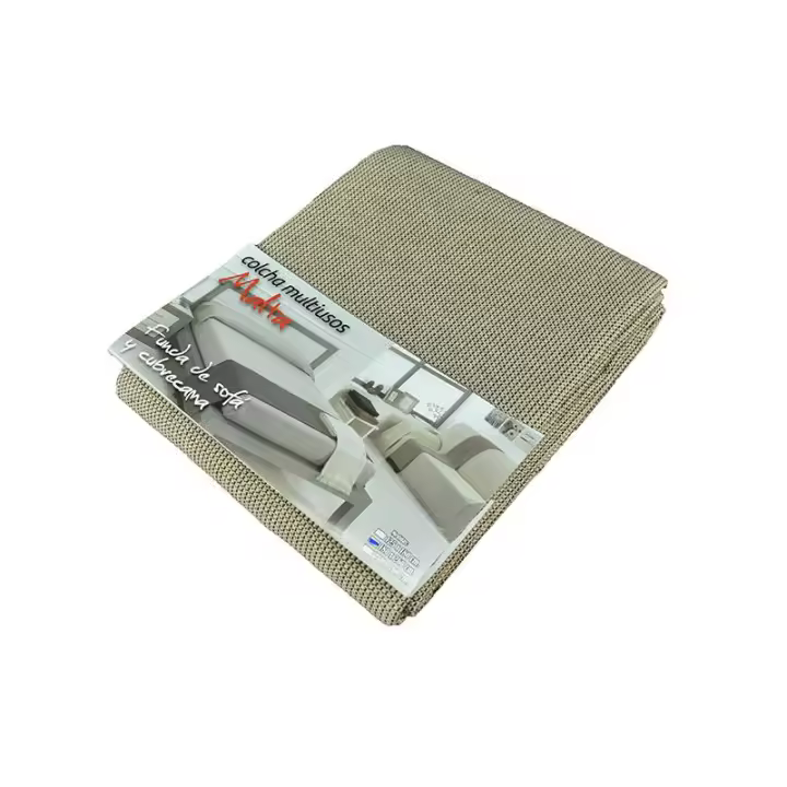 Colcha Multiusos Foulard para Cama y Sofá, Modelo Malta, Estampado, Color Piedra, Cañete - 1