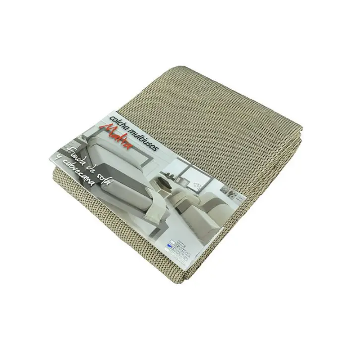 Colcha Multiusos Foulard para Cama y Sofá, Modelo Malta, Estampado, Color Piedra, Cañete - 1