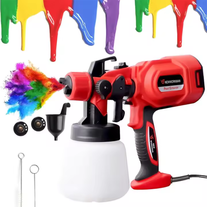 Pistola pulverizadora de pintura, pistola pulverizadora de pintura de 800ml con mango, pintura de pared HVLP portátil, 650W, 3 boquillas, 3 modos de pulverización - 1