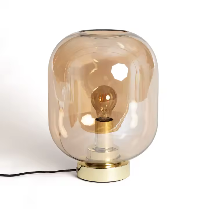 Ledkia Lámpara de Mesa Metal y Cristal Nélida Ámbar - 1
