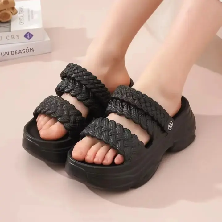 Sandalias De Verano Para Mujer Con Suela Antideslizante Ligera Y Confortable Cierre De Tobillo Plataforma Casual Playa - 1
