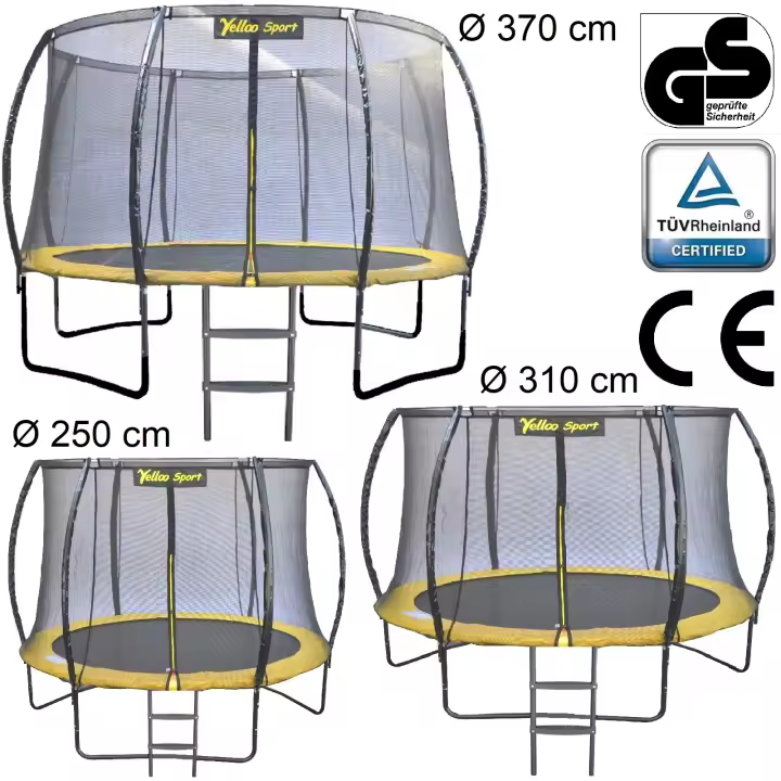 Trampolín elástico Amarillo Jardín Alfombra Certificación CE TUV GS - 1