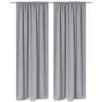 vidaXL 2 Cortinases Oscuras Separador Decoración Jaretas blackout 135x245cm Color Gris,  Marrón,  Negro y mas - details 0