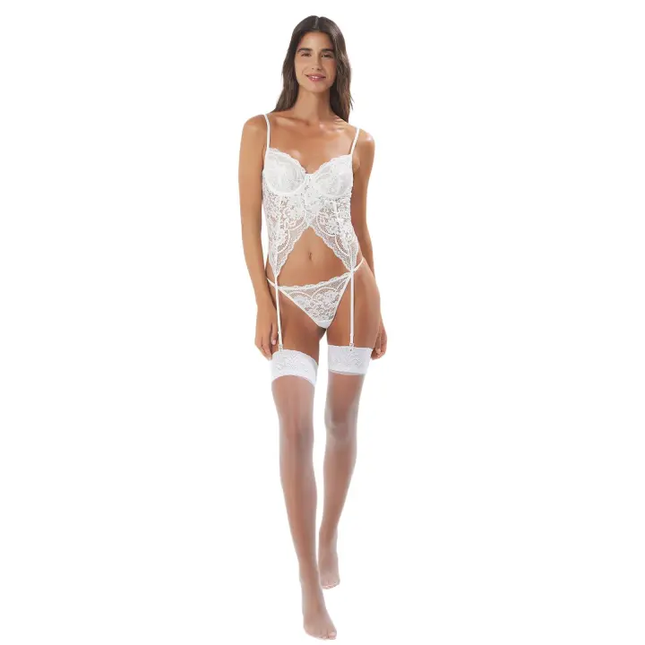 Trendyol Black Lace Openwork/Hole Garter Uncovered Knitted Lingerie Set Thmss25Cc00022 - 1