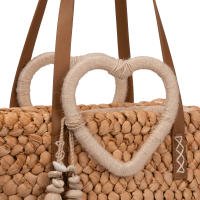 Capazo de rafia con asas corazón | Heart Shell Tote - details 1
