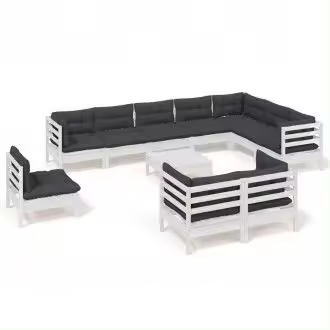VIDAXL 3096786 kit de muebles para jardín de madera maciza de pino gris antracita 11 piezas - 1