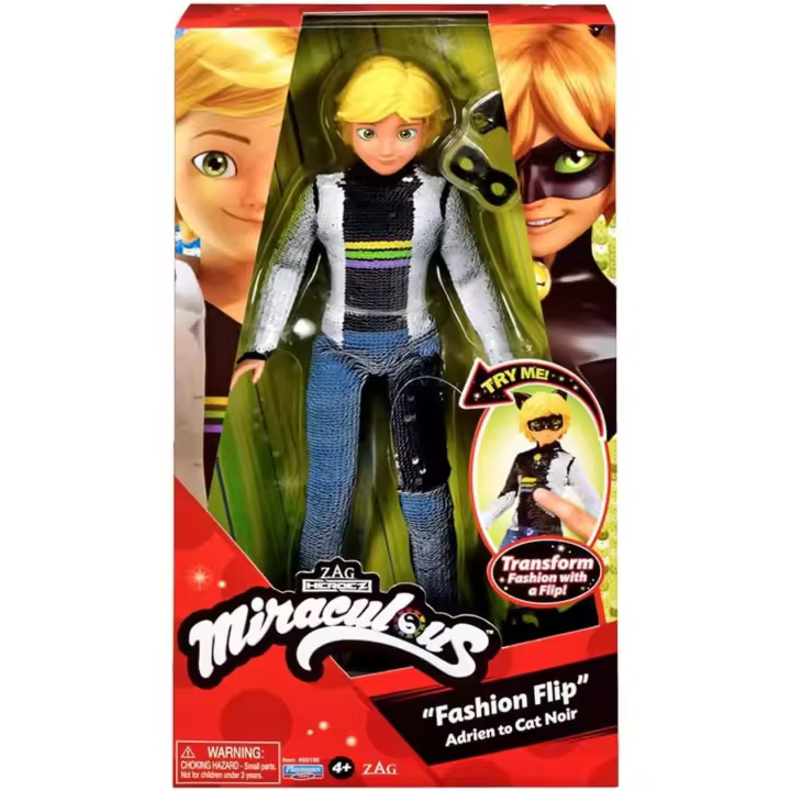 Miraculous Ladybug y Cat Noir – Muñeco con Lentejuelas – Adrien – Muñeco de 26 cm - 1