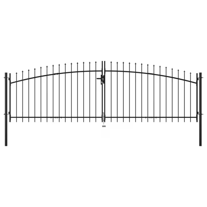 vidaXL Puerta doble para valla con puntas de lanza 400x150 cm - 1
