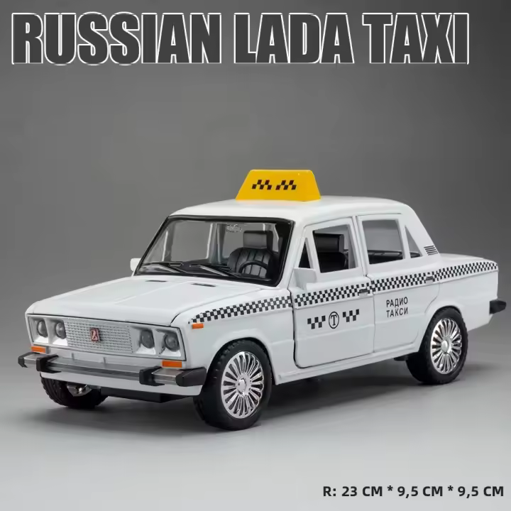 Modelo De Coche De Aleación De Simulación Alta LADA TAXI Rusa 1:18 Con Sonido Y Luz Juguete Metálico Para Niños Regalo - 1