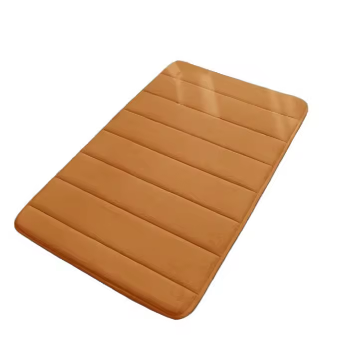 Striped seam coral fleece bathroom mat, non-slip and stain-resistant. - 1