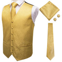 Chaleco De Seda Morado Para Hombre Con Pájaro Lírico Ajustado Cuello Alto Pañuelo Corbata Y Cufflinks Conjunto Vestimenta Sin Mangas Para Bodas Y Fiestas - details 6