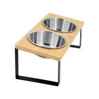 Tazas Para Gatos Elevadas Con Base De Madera 15° Tilted Anti Vómitos Doble Acero Inoxidable Alimentación Para Gatos Y Perros - details 5