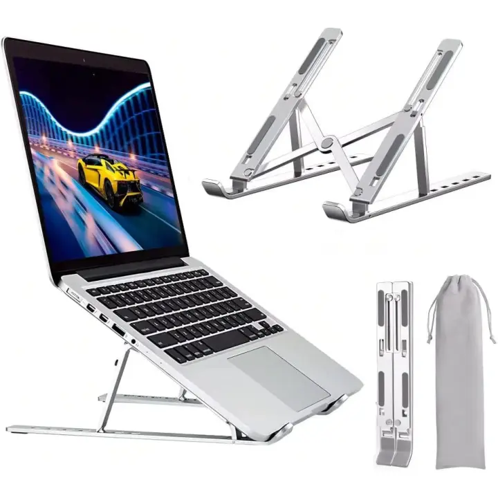 PORCHEDDU ASUS HP Surface Lenovo 5-15,6 ", PC Atril Aluminio, Tablet, Soporte Ordenador Portátil Aluminio Ajustable, Soporte para Escorio Compatible con MacBook Air Pro, color Plisado - 1