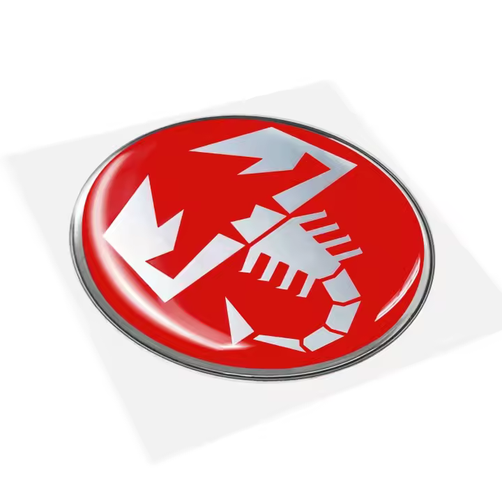 Pegatinas 3D para Asientos Fiat 500 Abarth, Escorpio Rojo, 2 Piezas, Diámetro 60 mm - 1