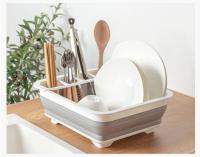 Estante De Secado Plegable Para Cocina Con Almacenamiento Y Drenaje En Plástico Resistente a La Perdida De Agua Para Platos Tazas Y Vajilla Relleno Lavable Para El Hogar - details 1