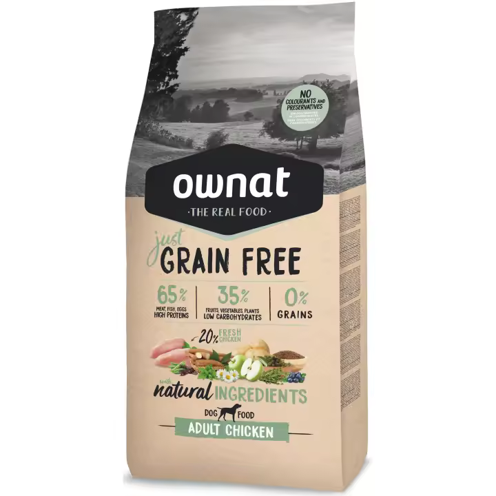Ownat Pienso Just Grain Free Adult de Pollo para Perros 14KG - 1