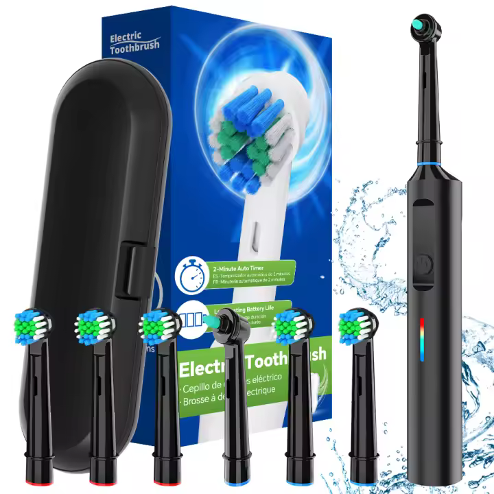 Cepillo De Dientes Eléctrico Con 6 Cabezas De Limpieza Y Estuche De Viaje 3 Modos Recargable Compatible Con Cabezas De Limpieza Oral B - 1