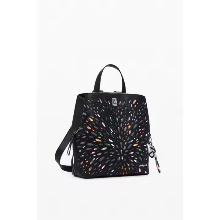 DESIGUAL AKP25_2000 Bolsos sport de mujer 35199 25V MOCHILA NEGRA COLORES - 1