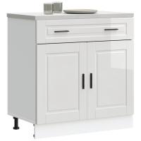 vidaXL Mueble bajo de cocina porto alto brillo en color Blanco brillante/Roble Sonoma/Blanco y más | almacenamiento funcional diseño moderno para baño dormitorio sala - details 0