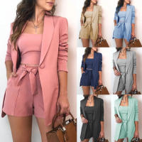 Conjunto De Mujer Primavera/Verano Top De Tanque Sólido Chaqueta De Moda Shorts De Cintura Alta Tres Piezas High Street Polyester - details 1