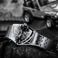 Reloj Automático De Lujo Para Hombres WINNER Con Esqueleto Triangular Y Correa De Acero Inoxidable Luminoso Resistente Al Agua Y Al Choque - details 3