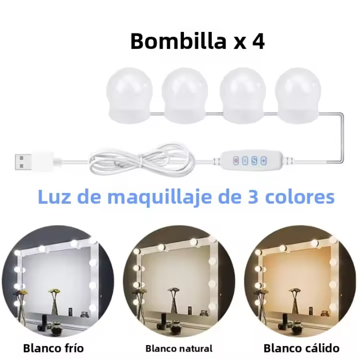 Luz LED Para Espejo De Maquillaje USB 12V Luz De Vestíbulo Para Baño Iluminación Ajustable Para Espejo De Vestíbulo - 1