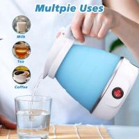 Foldable Electric Kettle,Mini Travel Kettle, Silicone Electric Water Boiler,Collapsible Kettle with Separable Power Cord—Blue - details 3