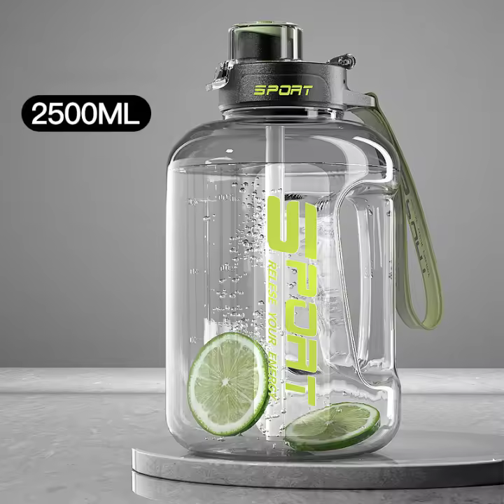 Botella Deportiva Grande 2500/1700ML Con Tapa De Pajita Para Gimnasio Y Camping Botella De Agua Para Viajes Libre De BPA - 1