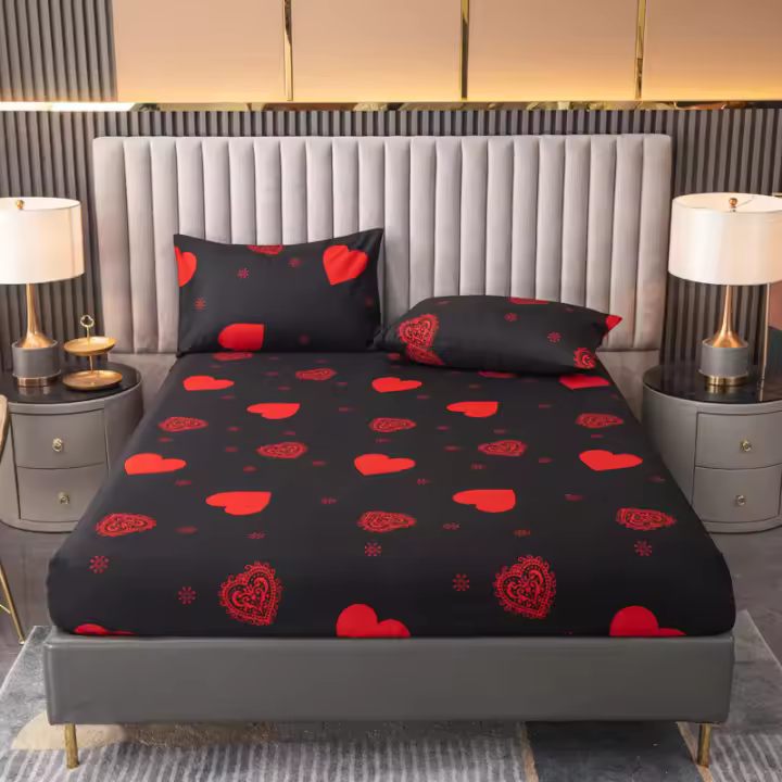 Set De Sábanas Y Fundas Para Almohadas Tamaño Reina Tema Del Amor Impresión Agradable Al Tacto Amigable Con La Piel Para Todas Las Estaciones - 1