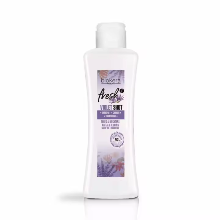 Salerm Biokera Natura Champú Vegano Violet Shot 300 ml Especial Cabellos Rubios, Mechas y Decolorados - 1