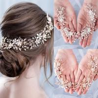 Diadema De Hojas Para Novia Accesorio De Boda En Oro Headdress Para Vestido De Novia Metal Adulto Tamaño M - details 3