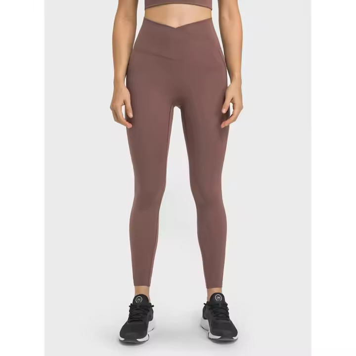 Leggings de Yoga para mujer, pantalones deportivos sin costura frontal, con bolsillos laterales, cintura cruzada, entrenamiento, Fitness, correr, 25" - 1