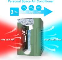 Mini Refrigerador de Aire, aire acondicionado portátil con humidificador, Carga USB, 3 velocidades ajustables y Luces LED de 7 Colores, para el hogar, dormitorio, oficin, exterior (verde) - details 2