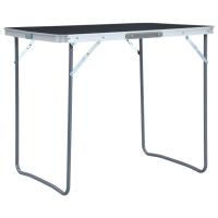 vidaXL Mesa de Camping Plegable con Estructura Metálica 80x60 cm Jardín Color Gris,  Marrón, y mas - details 0