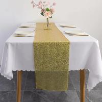 Corredor De Mesa De Sequinias Doradas Brillantes Para Boda Y Cumpleaños Decoración De Fiesta Y Día De San Valentín Material Voile Técnica Tejida - details 1