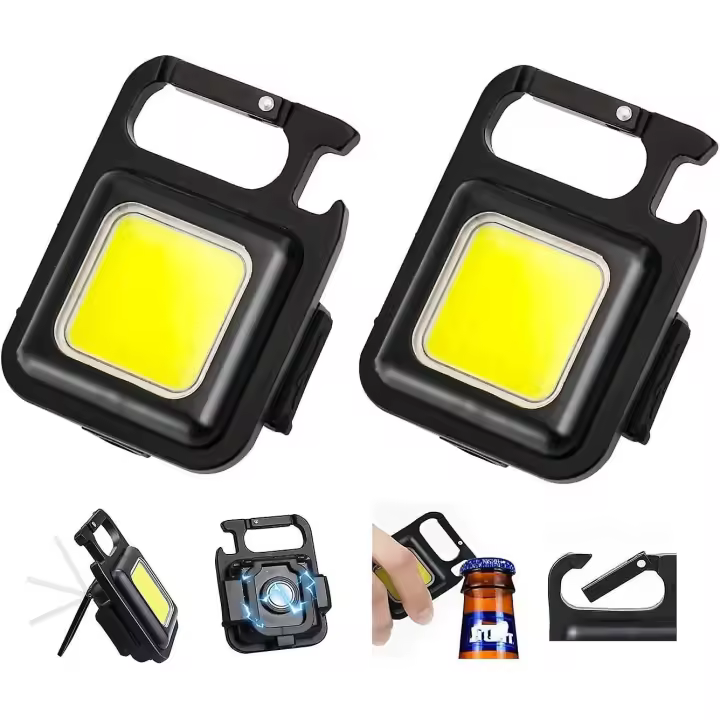 Linterna llavero superpequeña, recargable, lámpara de inspección, luz de trabajo portátil ultrabrillante con soporte ajustable y base magnética. - 1