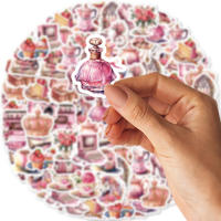 46pcs Pegatinas De Graffiti Rosa Para Laptop Y Maleta Con Diseños De Perfume Cámara Tacones Altos Decoración Resistente Al Agua PVC Clásico Juguete Para Niñas - details 3